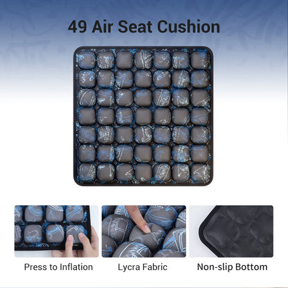 49-Cell Inflatable Air Seat Cushion – Breathable Seat & Back Cushion 40x40cm