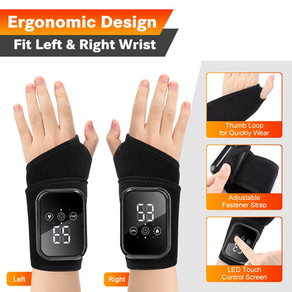 Heated Wrist Massager Wrap with Vibration & Type-C
