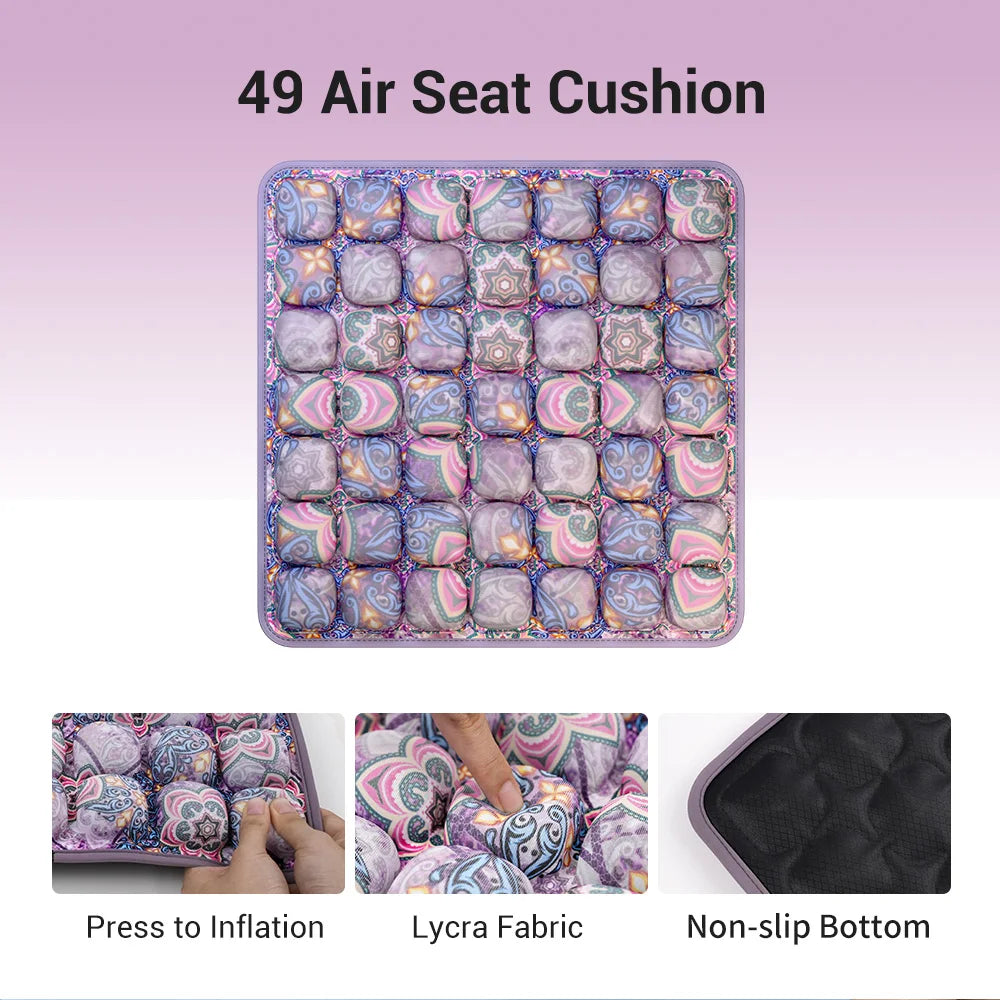 49-Cell Inflatable Air Seat Cushion – Breathable Seat & Back Cushion 40x40cm