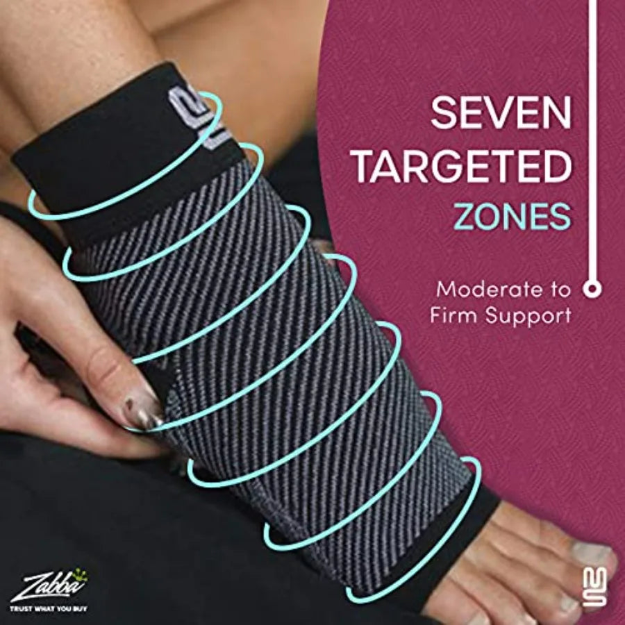 Modetro Ankle Compression Sleeve - Open Toe Foot & Ankle Support, 1 Pair (Dotted Black)