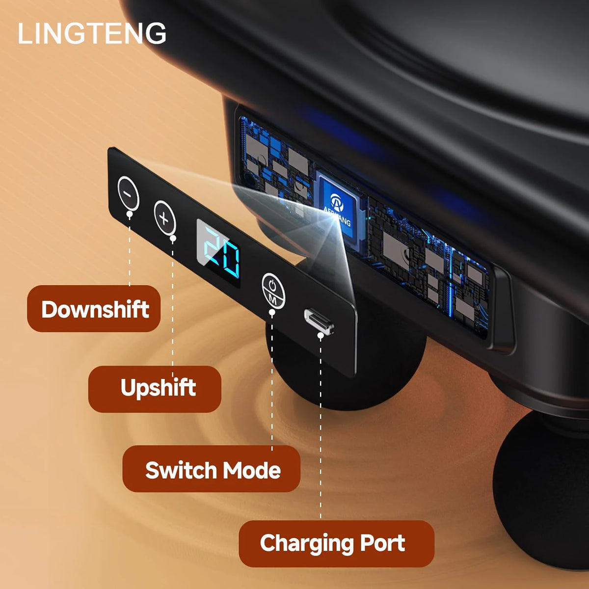 LINGTENG Massage Gun, 6 Heads, 9 Speeds & 4 Modes