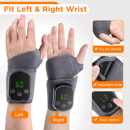 Heated Wrist Massager Wrap with Vibration & Type-C