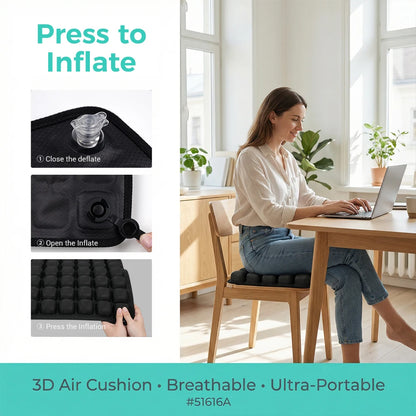 49-Cell Inflatable Air Seat Cushion – Breathable Seat & Back Cushion 40x40cm