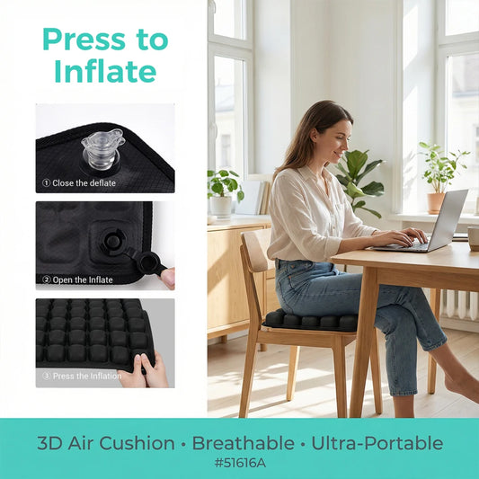 49-Cell Inflatable Air Seat Cushion – Breathable Seat & Back Cushion 40x40cm