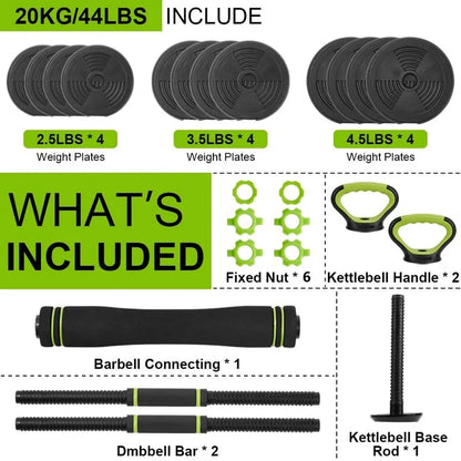 44/66/88 lb 4-in-1 Adjustable Dumbbell Set with Connector