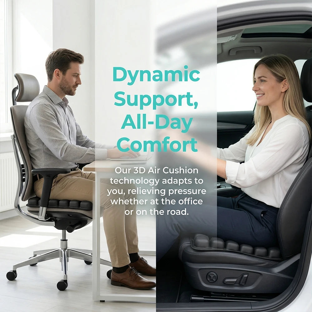 49-Cell Inflatable Air Seat Cushion – Breathable Seat & Back Cushion 40x40cm