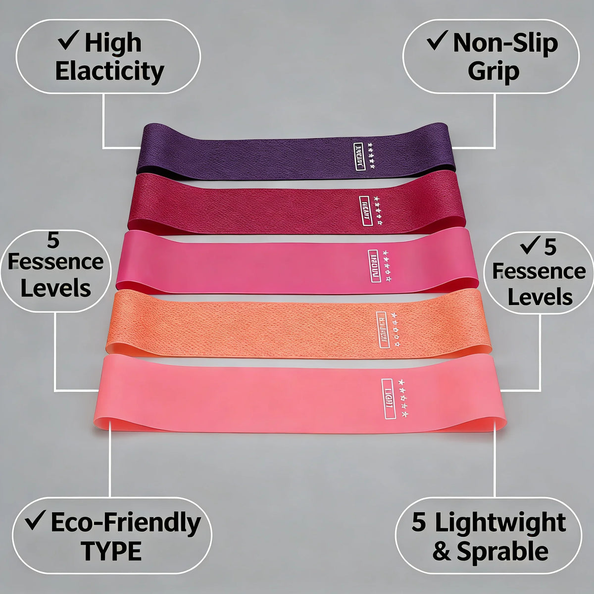 5-Level TPE Resistance Bands Set for Legs & Glutes