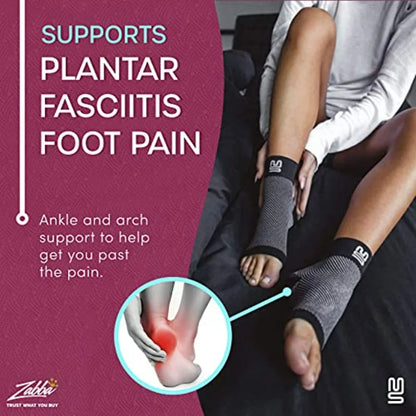 Modetro Ankle Compression Sleeve - Open Toe Foot & Ankle Support, 1 Pair (Dotted Black)