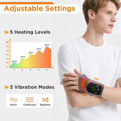 Heated Wrist Massager Wrap with Vibration & Type-C