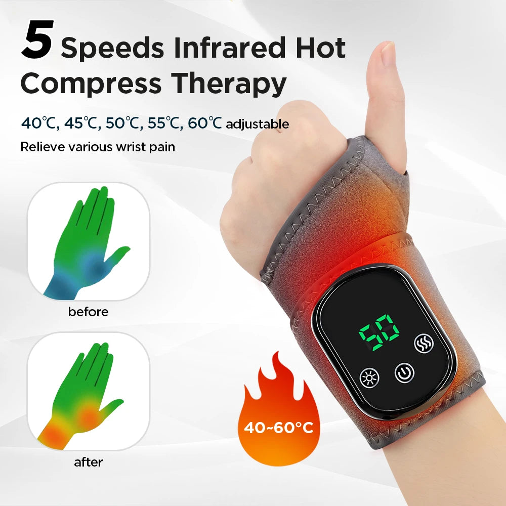 Heated Wrist Massager Wrap with Vibration & Type-C