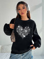 Women's Solid Color Crew Neck Sweatshirt with Side Pockets