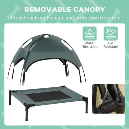 Elevated Dog Cot Bed with UV Canopy Shade for Small to Medium Dogs (24” Portable Outdoor Pet Bed)