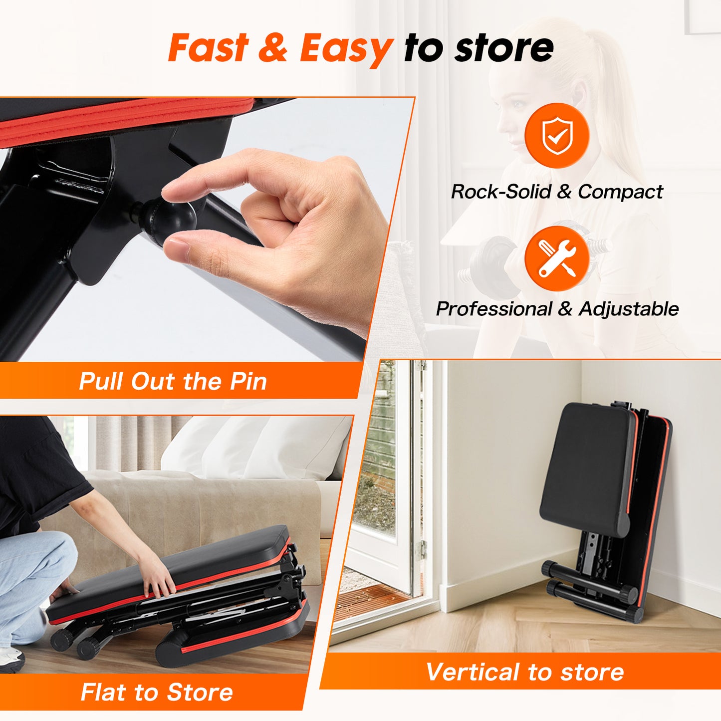 Adjustable Weight Bench for Home Gym with Foldable Multi-Position Design