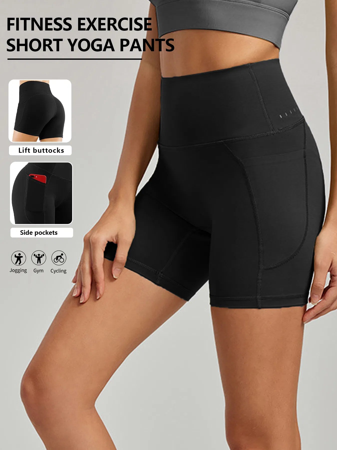 High-Waisted Biker Shorts with Pockets – Tummy Control Gym Shorts for Women