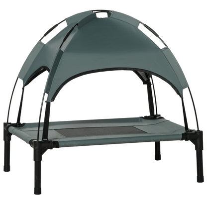 Elevated Dog Cot Bed with UV Canopy Shade for Small to Medium Dogs (24” Portable Outdoor Pet Bed)