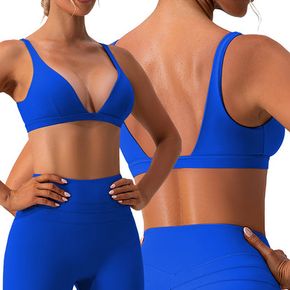 Women's V-Neck Sports Bra - Low Impact with Removable Pads
