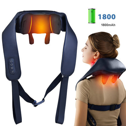 Cordless Shiatsu Neck & Back Massager with Heat | 6 Massage Heads | 2 Modes & Intensity Levels