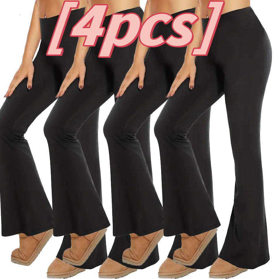 High-Waisted Flare Yoga Pants – Ultra-Stretch Seamless Leggings (4-Pack)