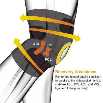 Adjustable Knee Brace with Open Patella & Removable Aluminum Hinges – Neoprene, Sizes M–XXL