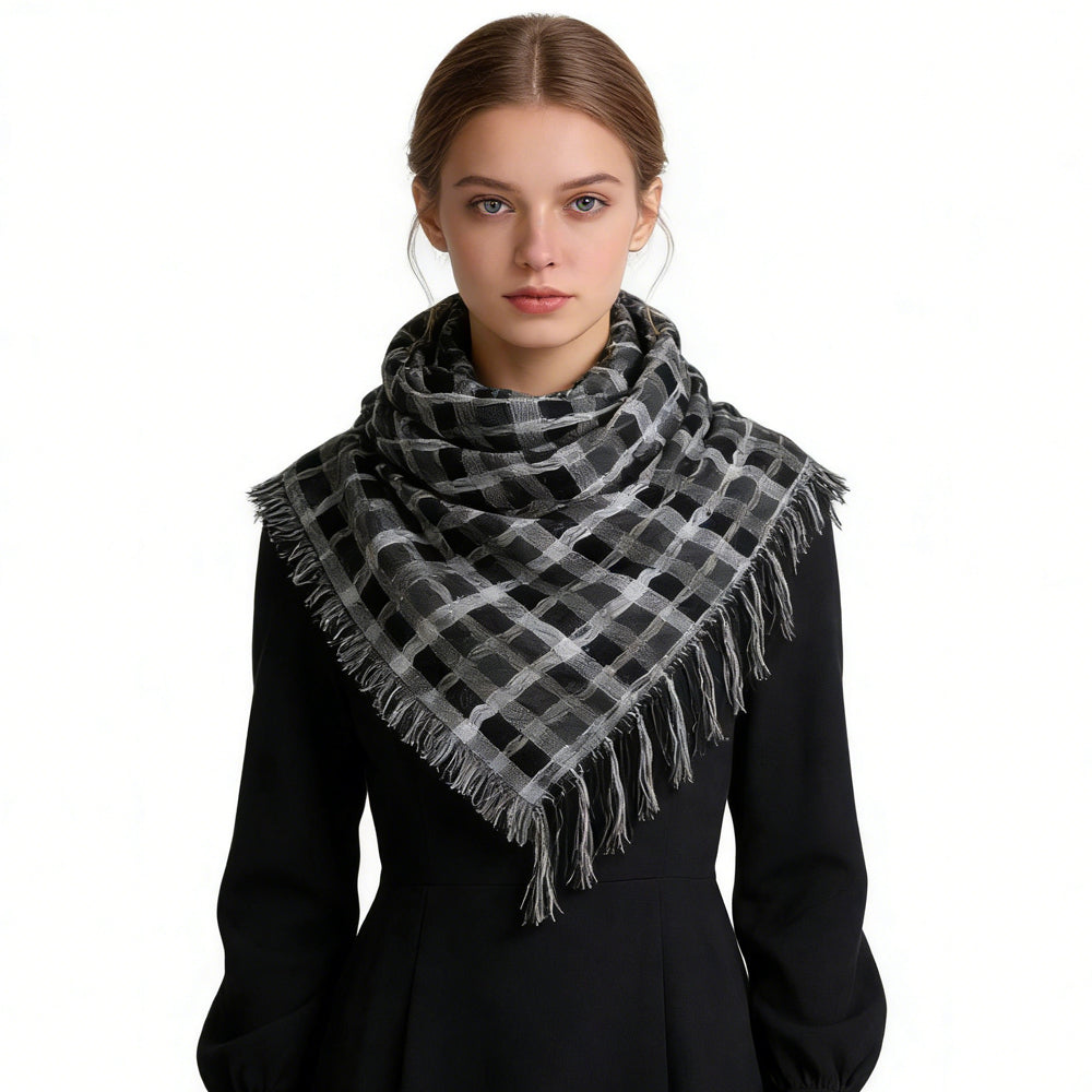 Grey Leopard Print Square Scarf - Unisex Viscose Scarf