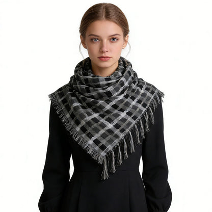 Grey Leopard Print Square Scarf - Unisex Viscose Scarf