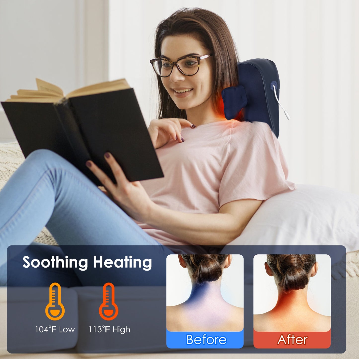 Cordless Shiatsu Neck and Shoulder Massager with Heat for Deep Tissue Pain Relief & Muscle Relaxation