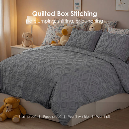 Bohemian Style Quilt Cover Set, Cut Flower Quilt Cover,  Tufted Quilt Cover Three-piece Set, One Quilt Cover And Two Pillowcases,  Washable And Machine Washable Without Shrinkage,  Suitable For Hotels