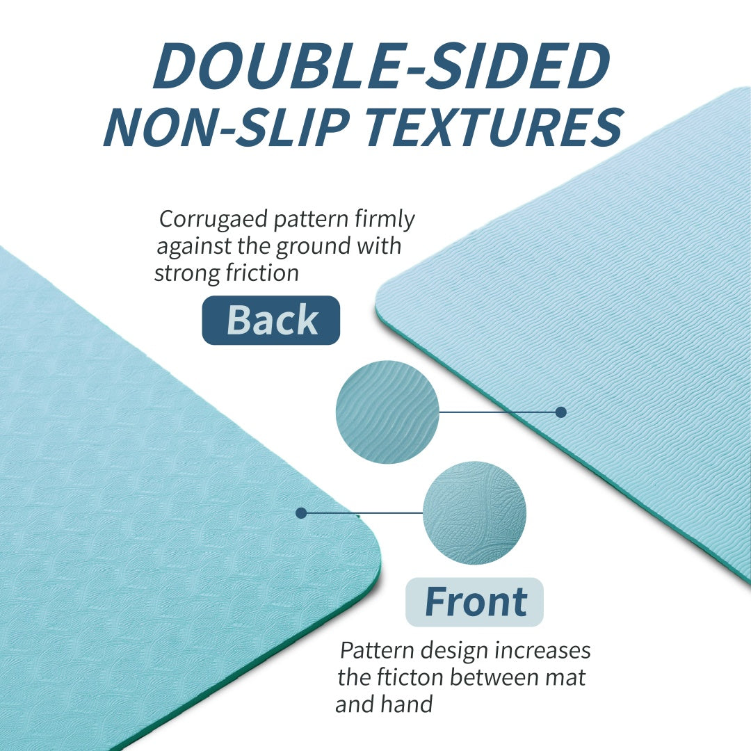 TPE Yoga Mat 72"x24" – Non-Slip, 5mm Thick, Lightweight | Green