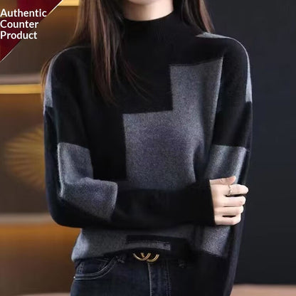 Velvet Sweater New FallWinter Half-Neck Knit Pullover