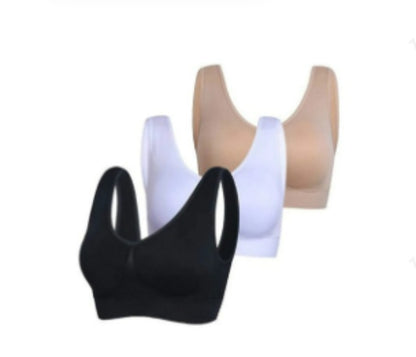 3-Pack Sports Bras For Women, Padded Strappy Racerback Push Up Open Back Medium Support Sports Yoga