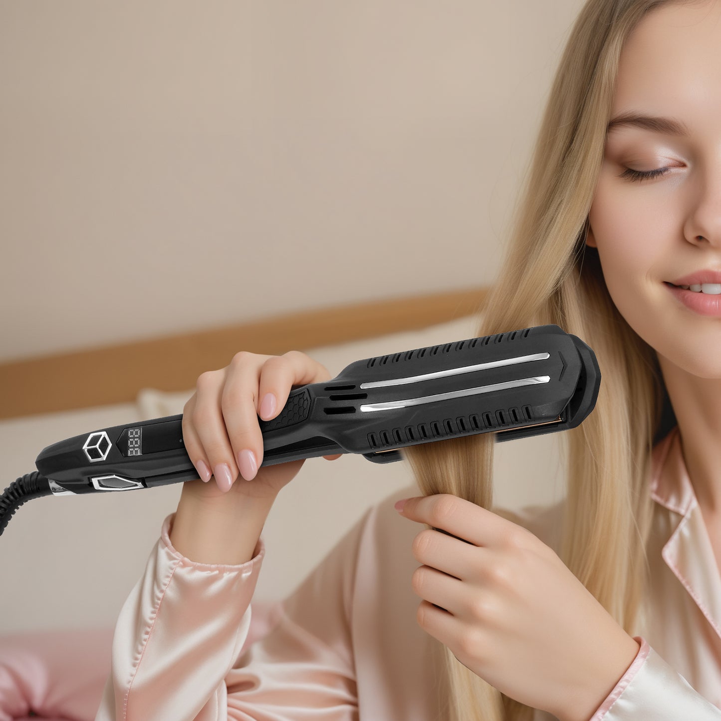 VEVOR Hair Straightener, Titanium Flat Iron, Dual Infrared Hair Straightener
