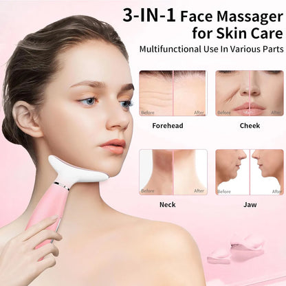 3-in-1 Face & Neck Massager with Heat & Vibration for Skin Tightening and Facial Sculpting