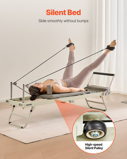 Foldable Pilates Reformer Set For Advanced Users And Beginners