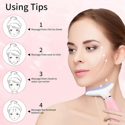 3-in-1 Face & Neck Massager with Heat & Vibration for Skin Tightening and Facial Sculpting