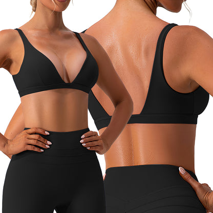 Women's V-Neck Sports Bra - Low Impact with Removable Pads