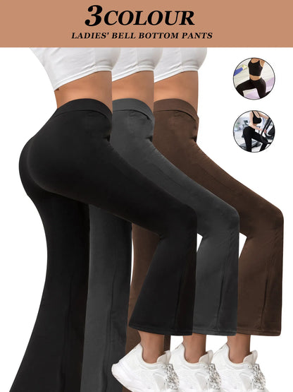 High-Waisted Flare Yoga Pants – Ultra-Stretch Seamless Leggings (1, 2 or 3-Pack)