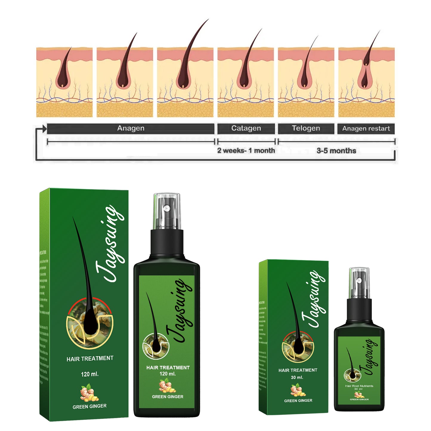 Hair Growth Treatment Spray with Ginger Extract for Thinning Hair & Scalp Nourishment