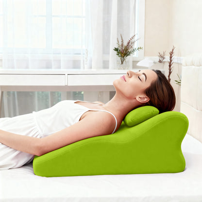 Memory Foam Leg & Lumbar Support Pillow – 40° Ergonomic Wedge, Green