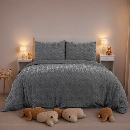 Bohemian Style Quilt Cover Set, Cut Flower Quilt Cover,  Tufted Quilt Cover Three-piece Set, One Quilt Cover And Two Pillowcases,  Washable And Machine Washable Without Shrinkage,  Suitable For Hotels