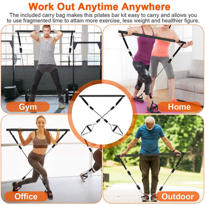 Pilates Bar Kit with Resistance Bands 100LBS/180LBS Full Body Workout Set