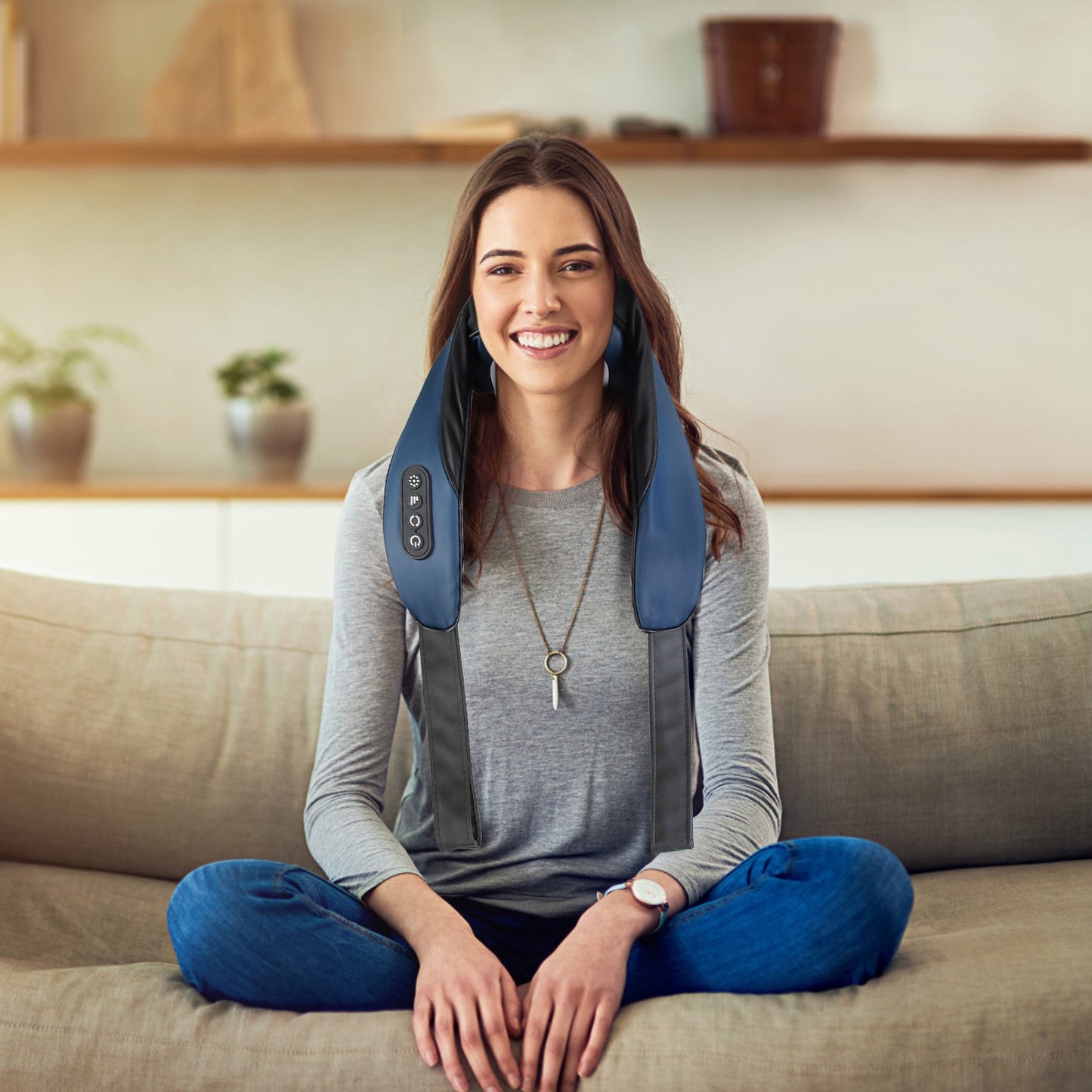 Electric Neck Shoulder Massager With Infrared Light Heating | Massage Pillow For Back Arms Thighs