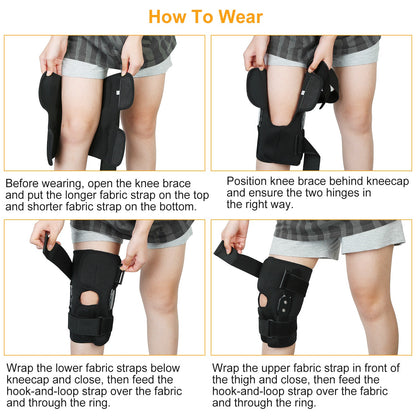 Adjustable Knee Brace with Open Patella & Removable Aluminum Hinges – Neoprene, Sizes M–XXL