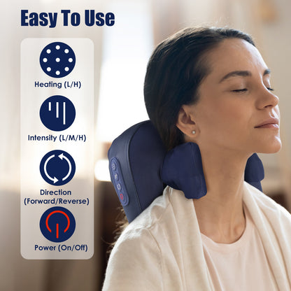 Cordless Shiatsu Neck and Shoulder Massager with Heat for Deep Tissue Pain Relief & Muscle Relaxation
