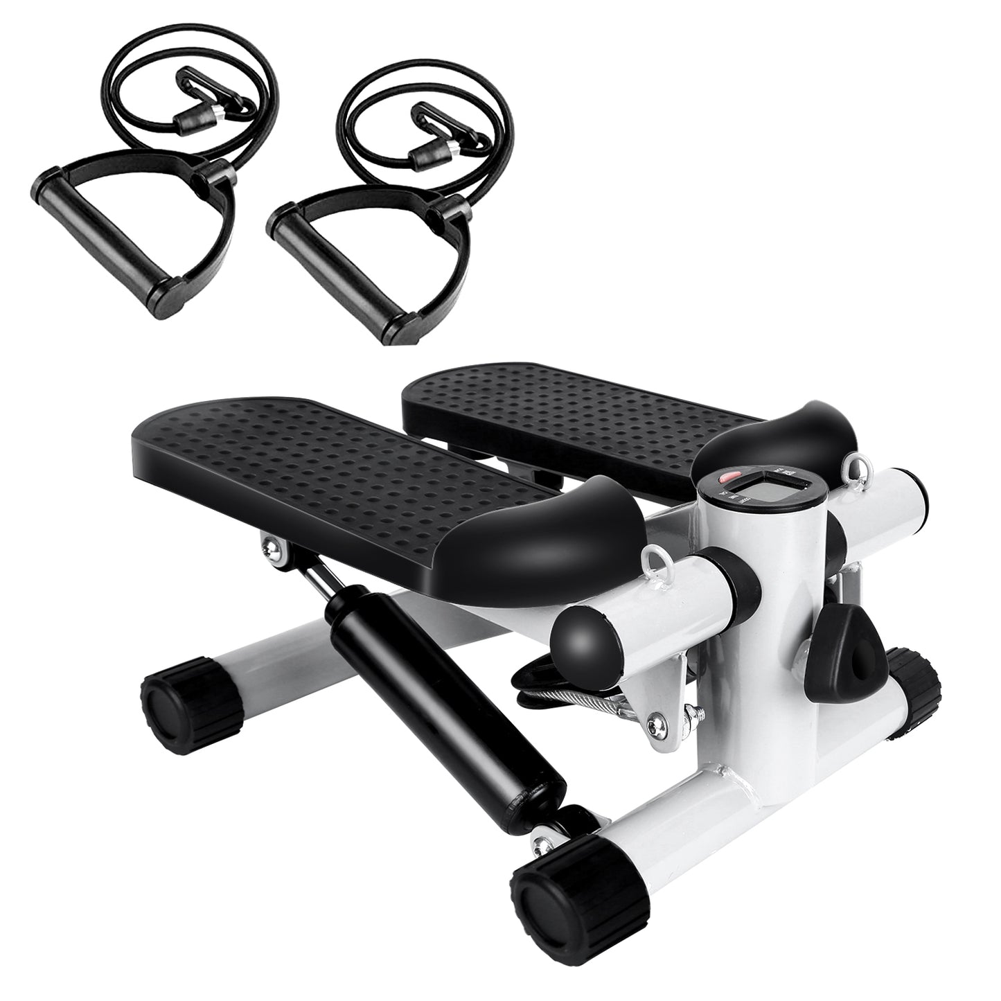 Mini Stepper Exercise Machine with Resistance Bands & LCD Monitor - 330 lbs